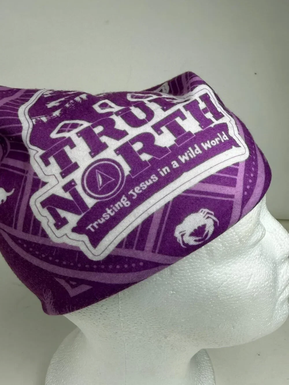 True North Trusting Jesus in a Wild World Purple Tube Bandana Scarf Headwear